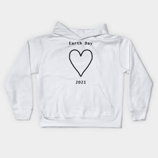 Black Line Heart for Earth Day 2021 Kids Hoodie